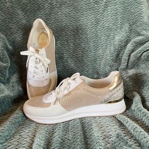 Michael Kors size 10 Gold Toned sneakers
